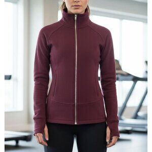 ⭐Lululemon Radiant II Full Zip Jacket Women's Sz 6 Cotton Fleece Cassis Burgundy